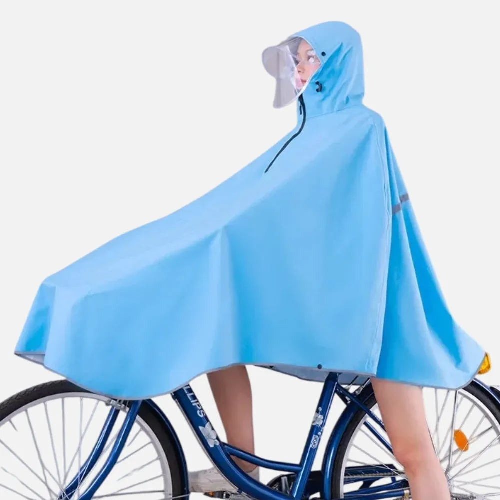 Poncho imperméable bleu pour cycliste en pluie-Poncho Passion