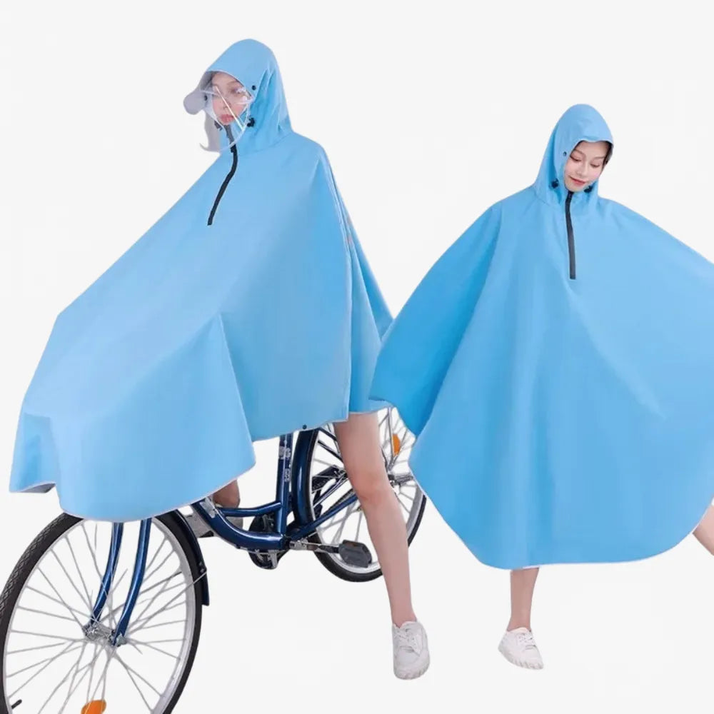 Poncho imperméable bleu pour cycliste en pluie-Poncho Passion