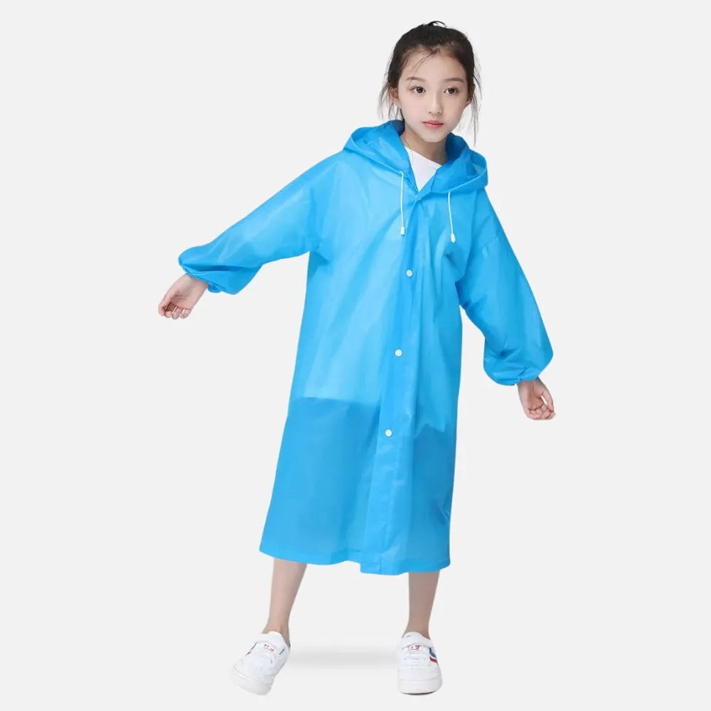 Poncho imperméable bleu pour enfants aventures en plein air-Poncho Passion