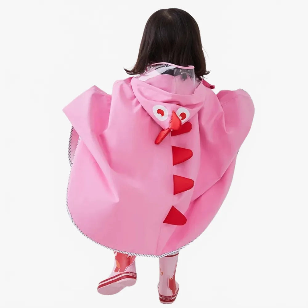 Poncho imperméable dinosaure enfant rose amusant-Poncho Passion