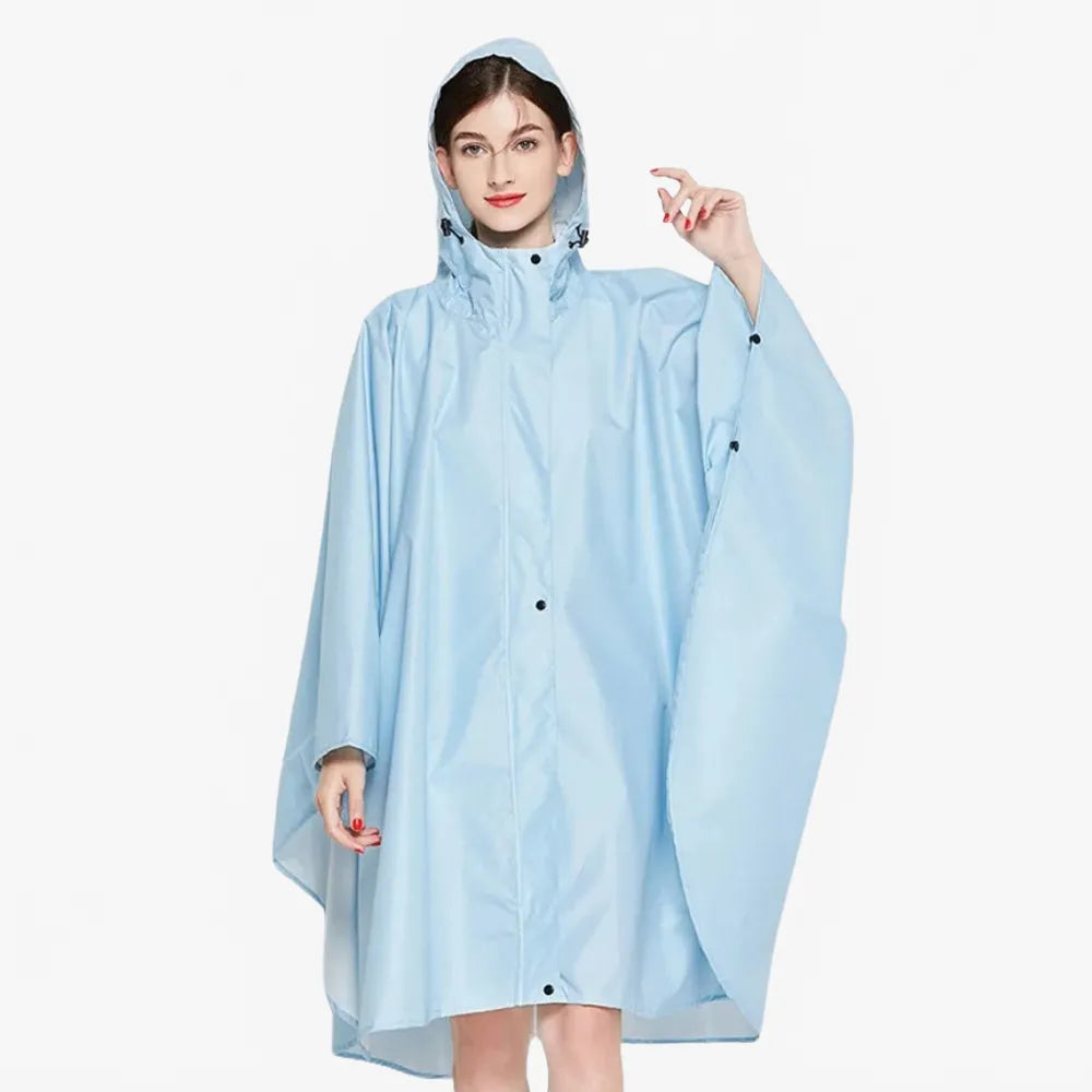 Poncho imperméable élégant bleu clair pour femme-Poncho Passion