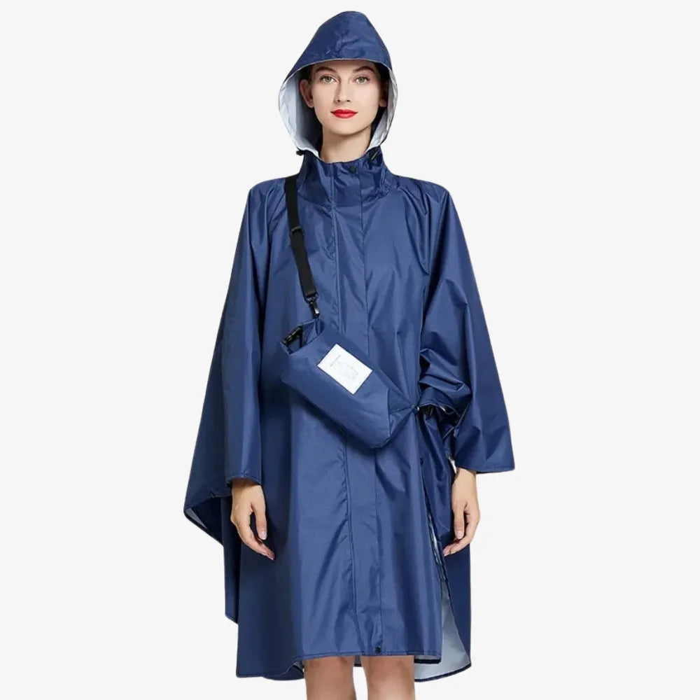 Poncho imperméable élégant bleu marine pour femme-Poncho Passion