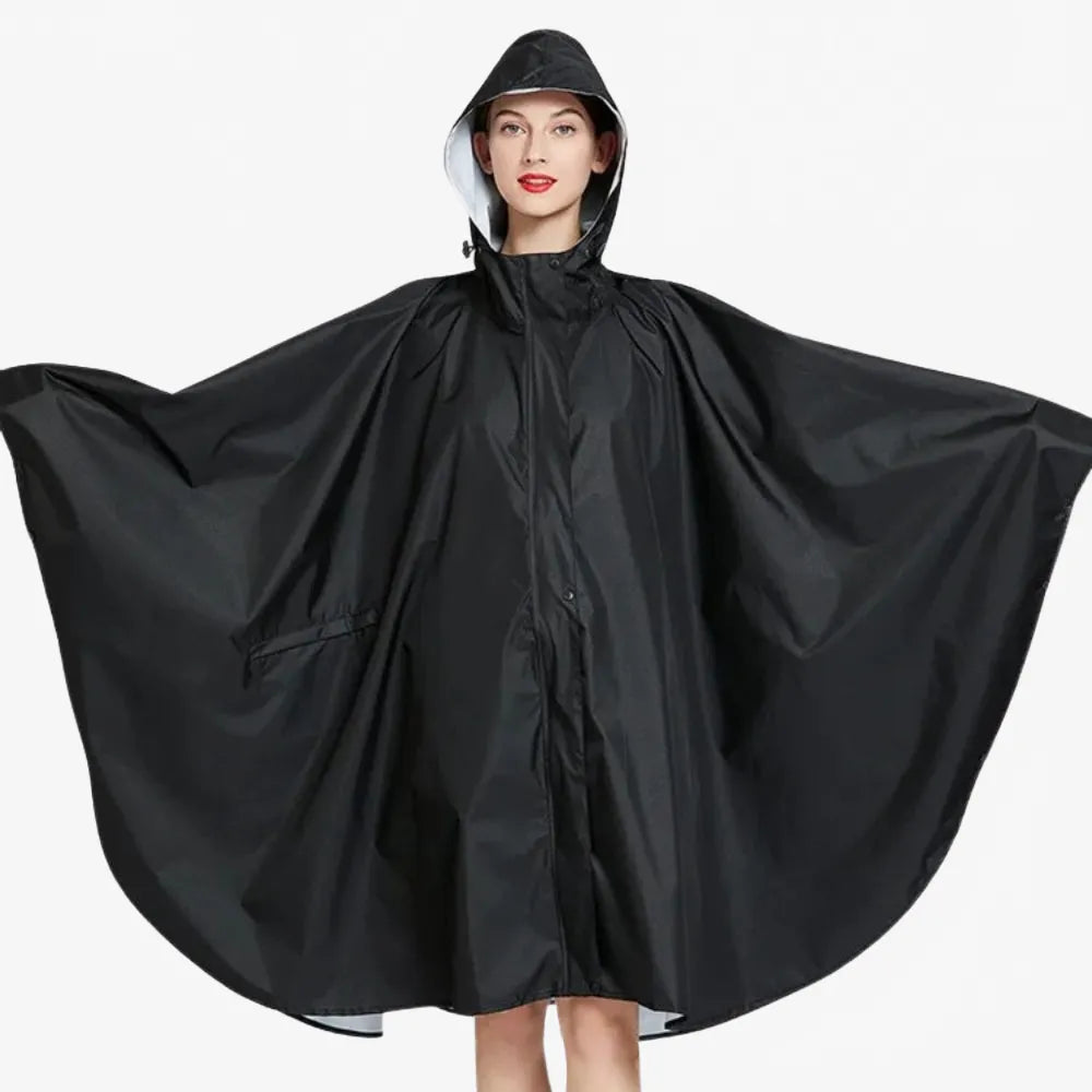 Poncho imperméable élégant femme noir intemporel-Poncho Passion
