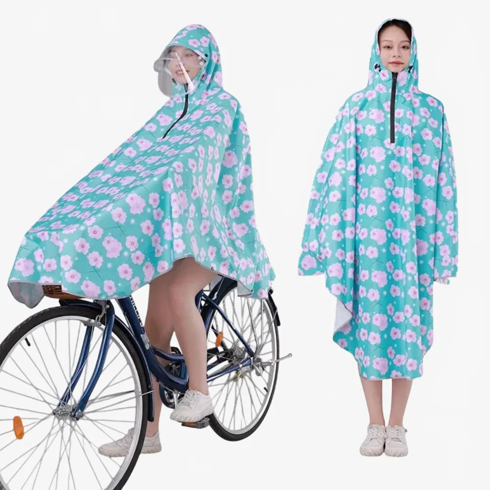 Poncho imperméable fleuri pour cycliste tendance-Poncho Passion