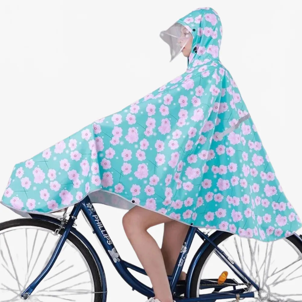 Poncho imperméable fleuri pour cycliste tendance-Poncho Passion