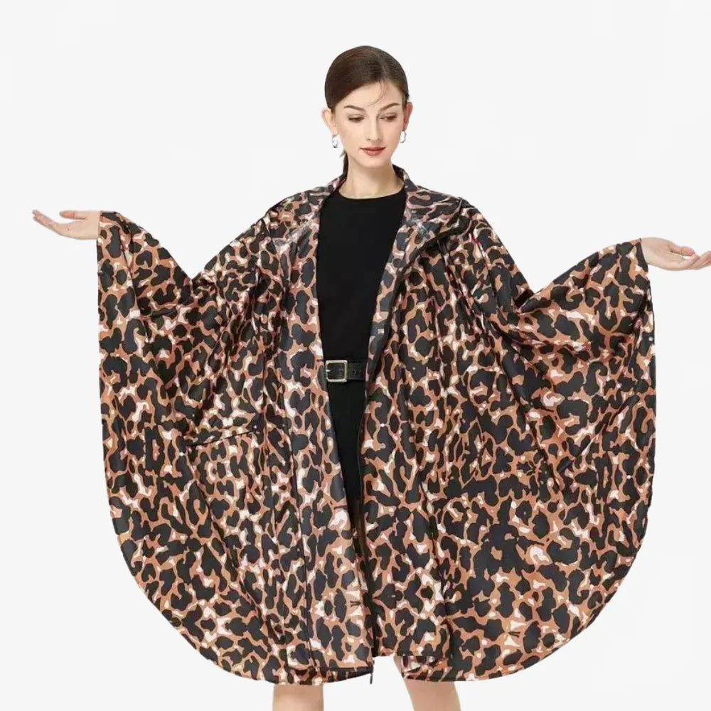 Poncho imperméable motif léopard élégant pour femme-Poncho Passion