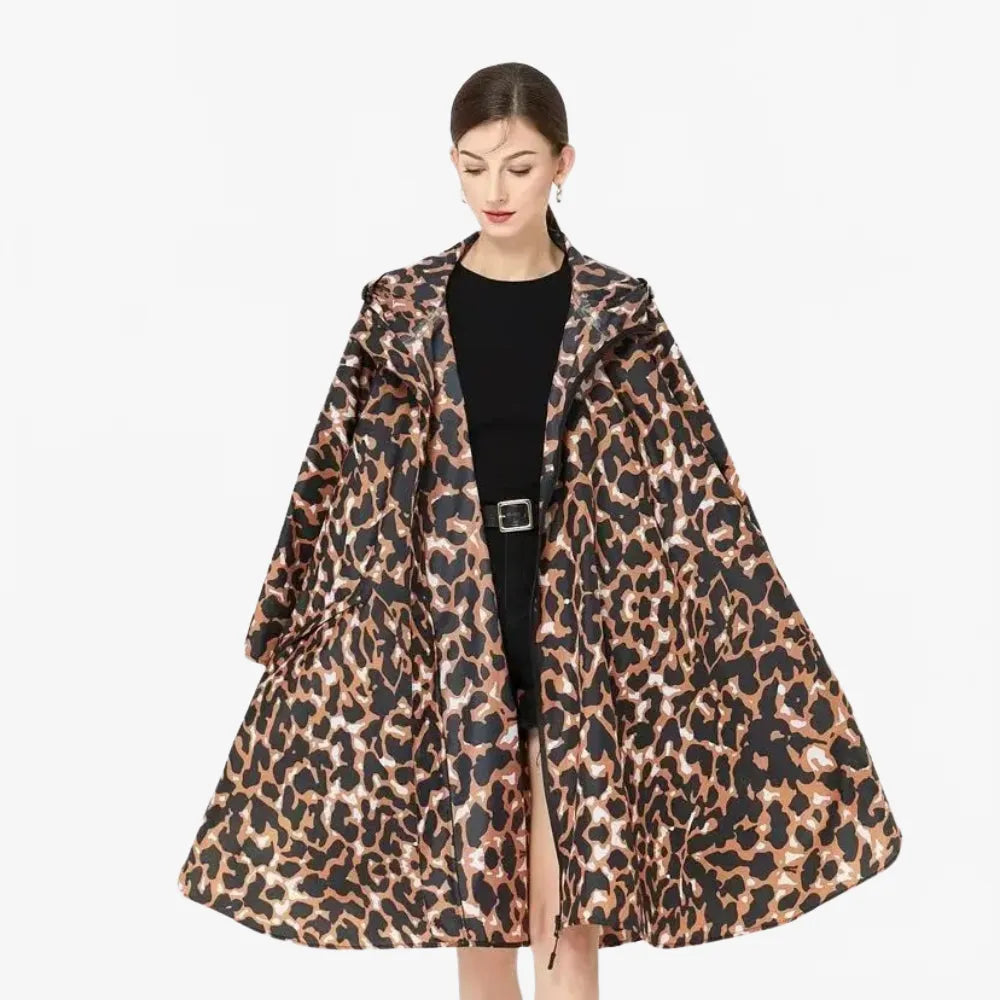 Poncho imperméable motif léopard élégant pour femme-Poncho Passion