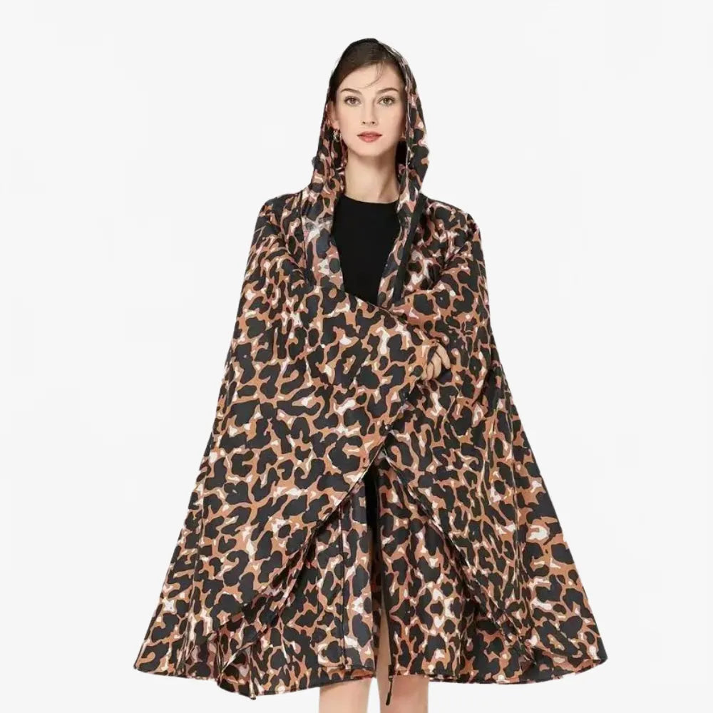 Poncho imperméable motif léopard élégant pour femme-Poncho Passion