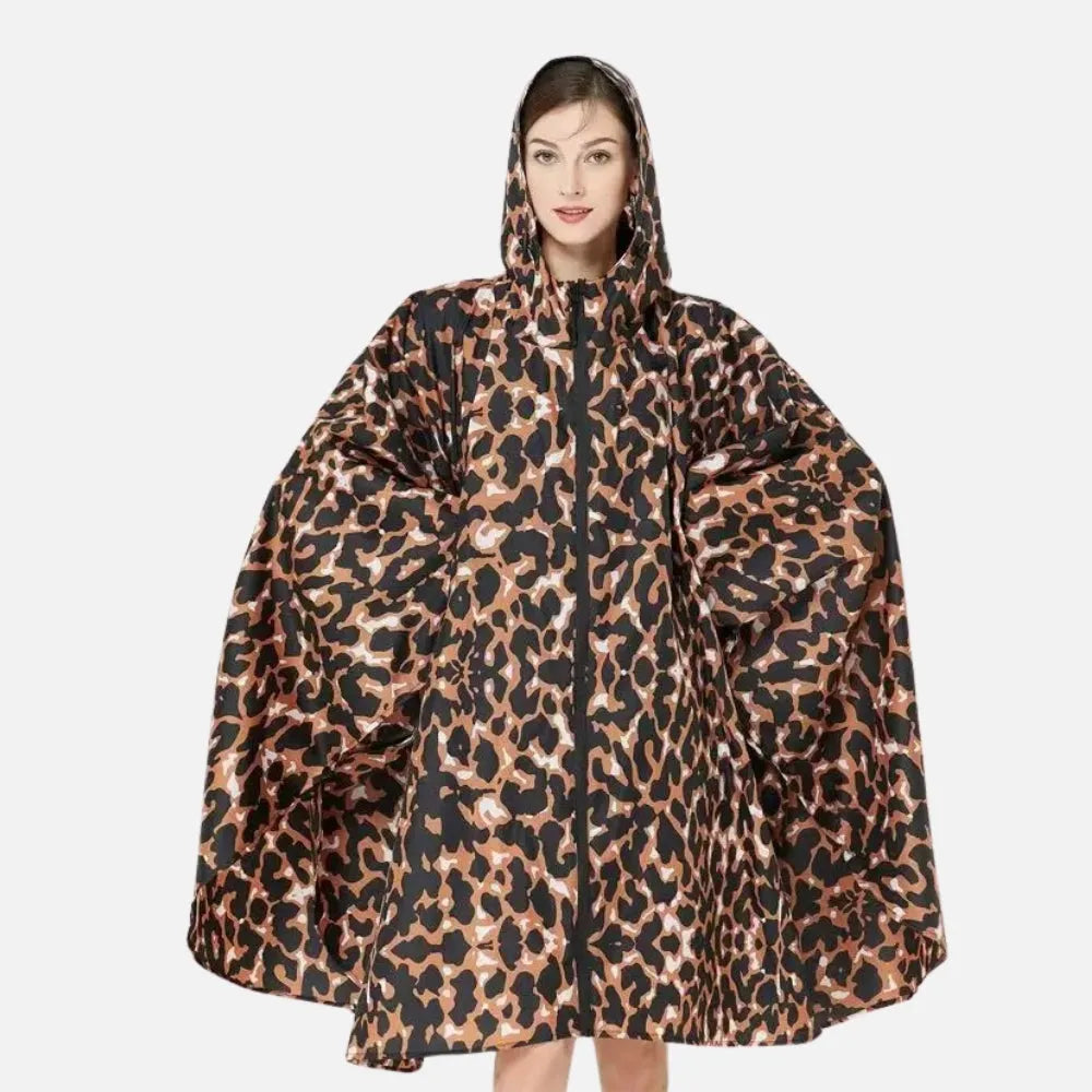 Poncho imperméable motif léopard élégant pour femme-Poncho Passion
