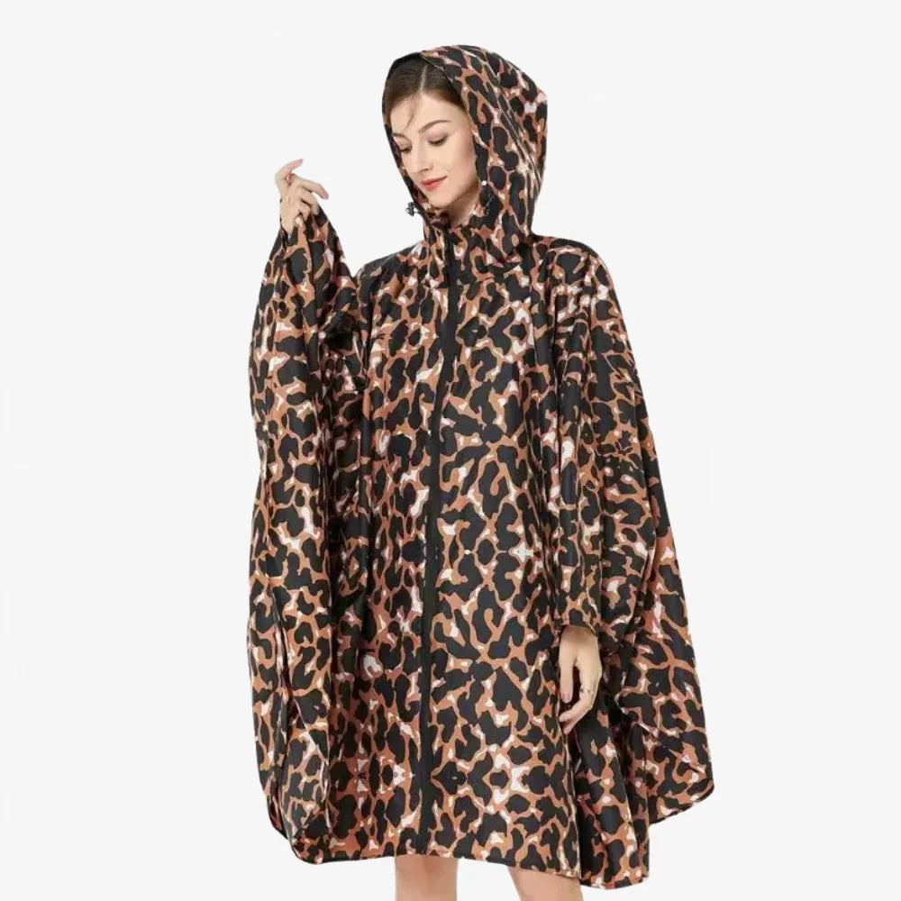 Poncho imperméable motif léopard élégant pour femme-Poncho Passion