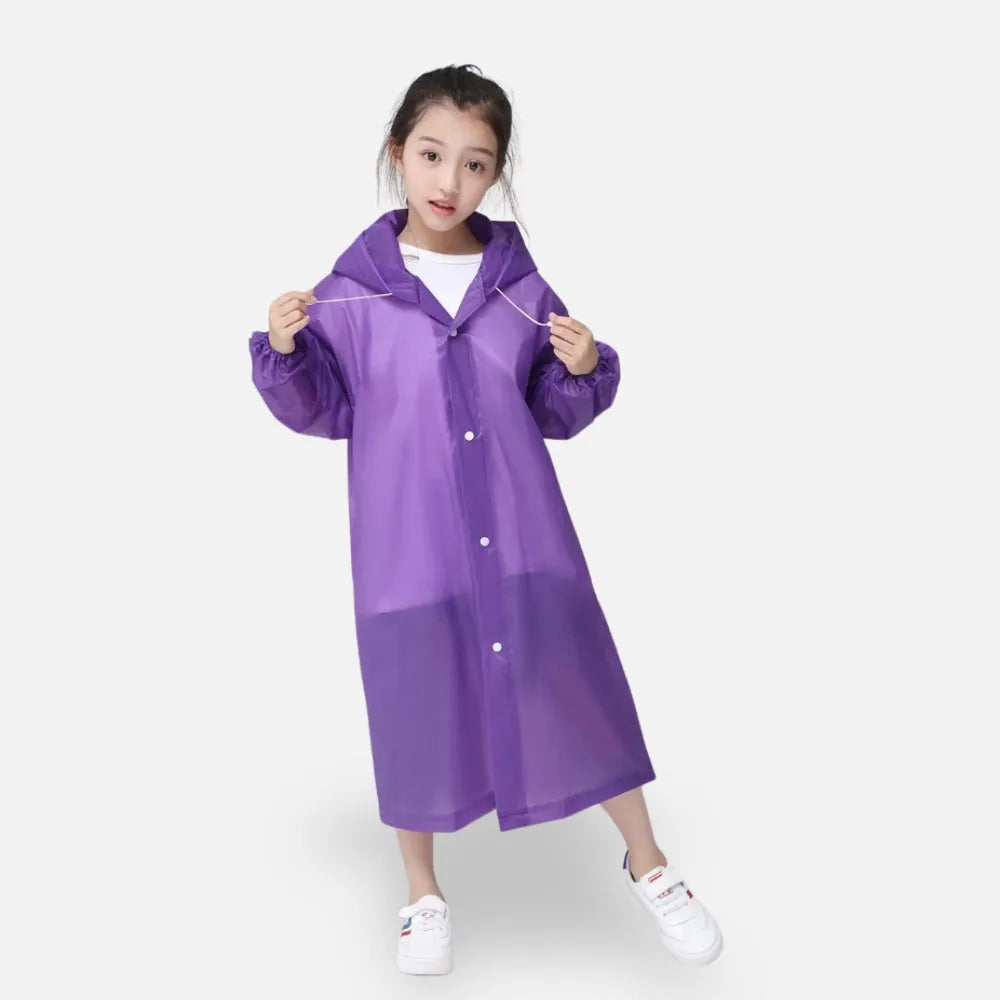 Poncho imperméable violet pour enfant aventures dehors-Poncho Passion