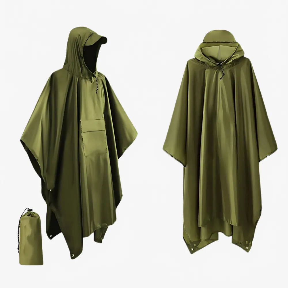 Poncho kaki imperméable pour randonnée en plein air-Poncho Passion