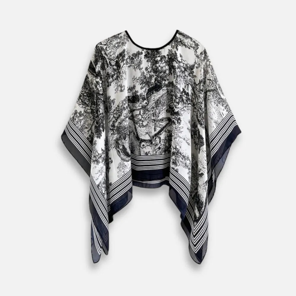 Poncho léger zen noir blanc pour femme élégant-Poncho Passion