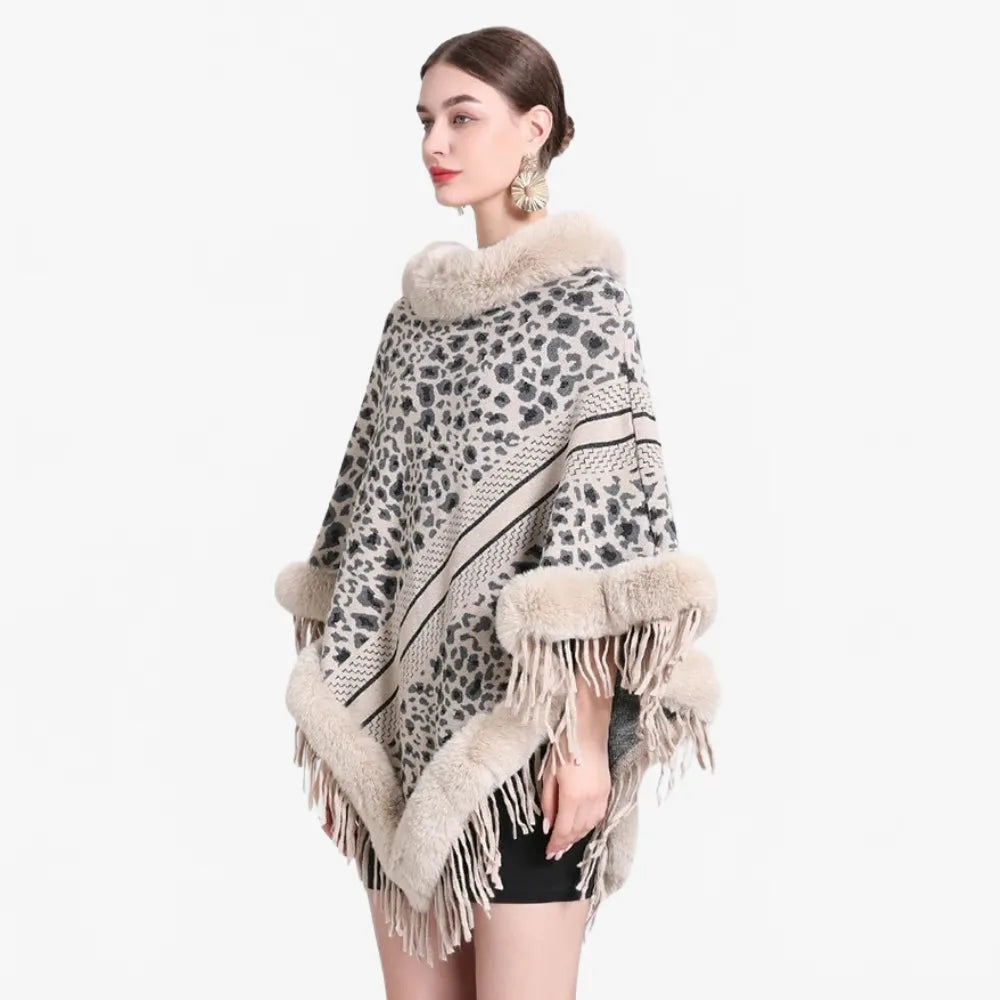 Poncho léopard élégant pour femme-Poncho Passion