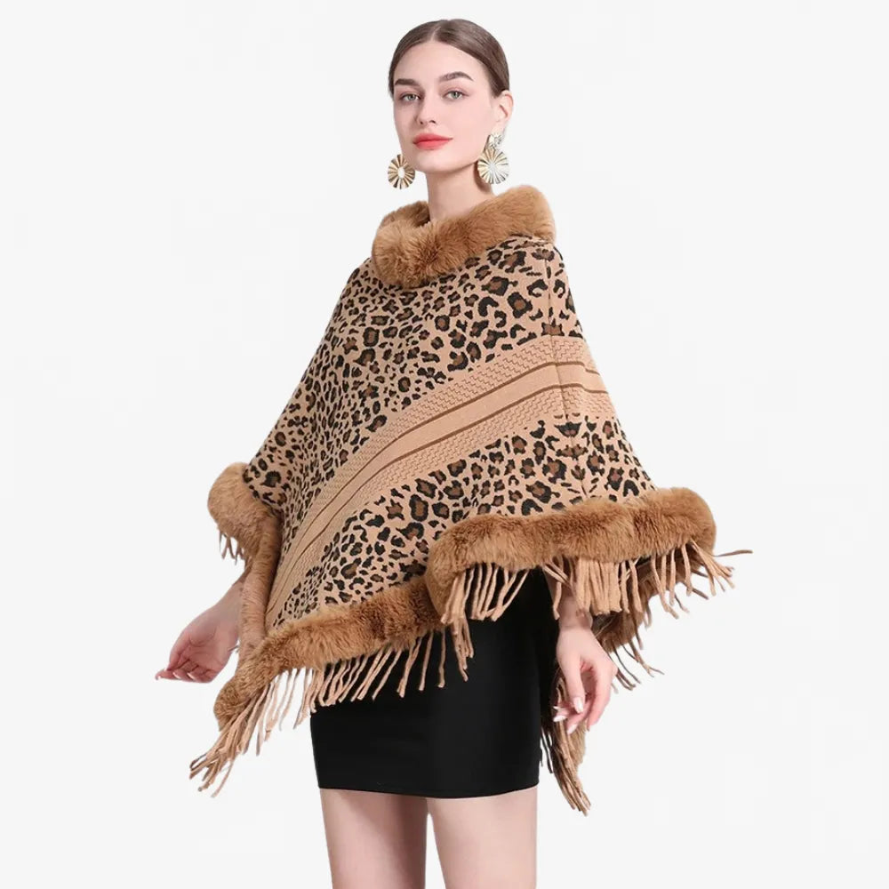 Poncho léopard élégant pour femme-Poncho Passion
