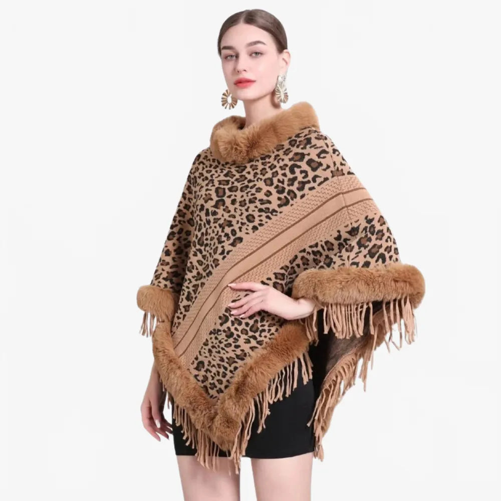 Poncho léopard élégant pour femme-Poncho Passion
