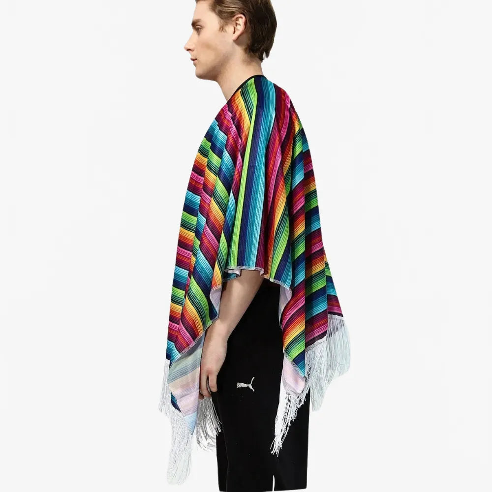 Poncho mexicain à franges coloré pour toutes saisons-Poncho Passion