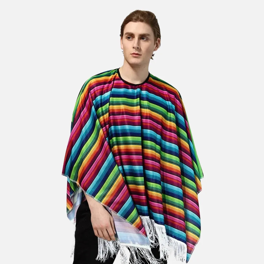 Poncho mexicain à franges coloré pour toutes saisons-Poncho Passion
