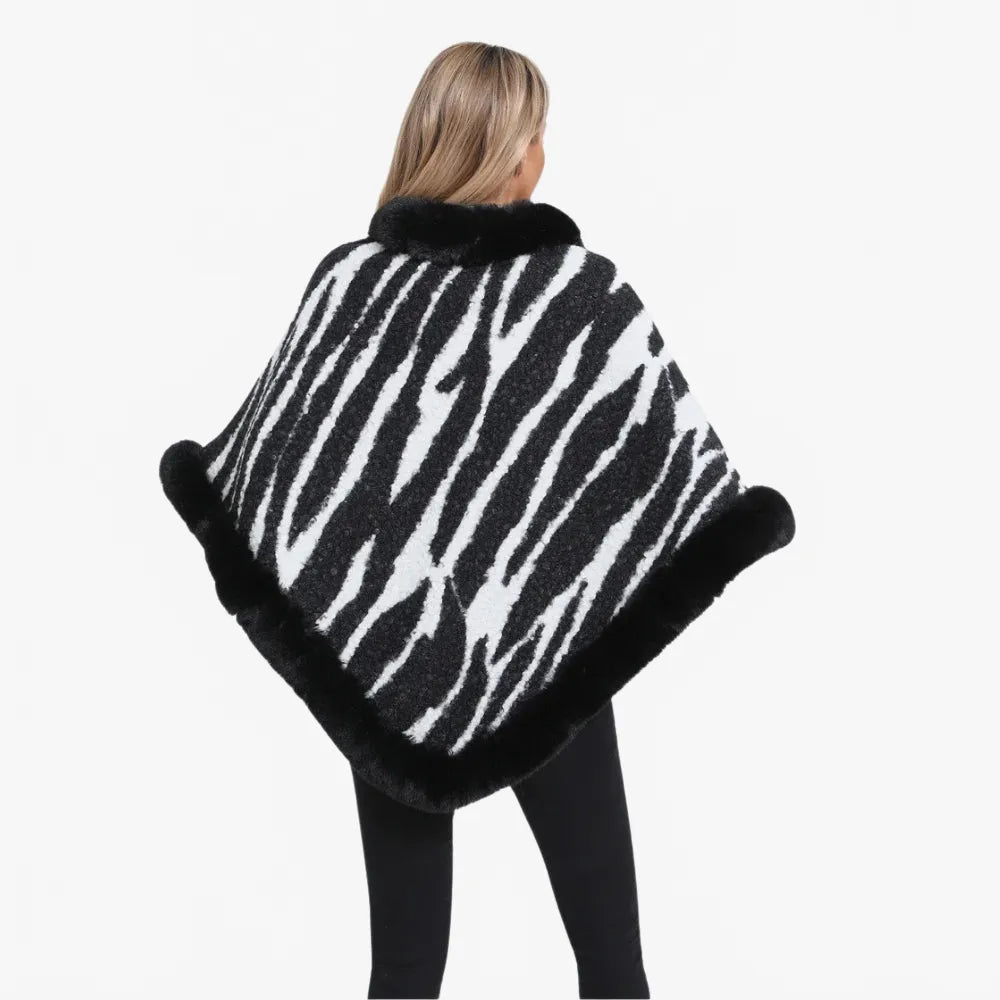 Poncho motif zèbre tendance pour toutes les saisons-Poncho Passion