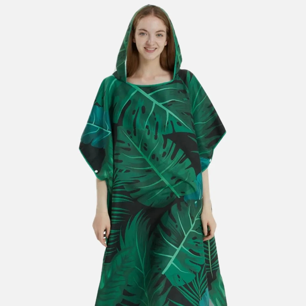Poncho motifs feuilles style tropical pour plage-Poncho Passion