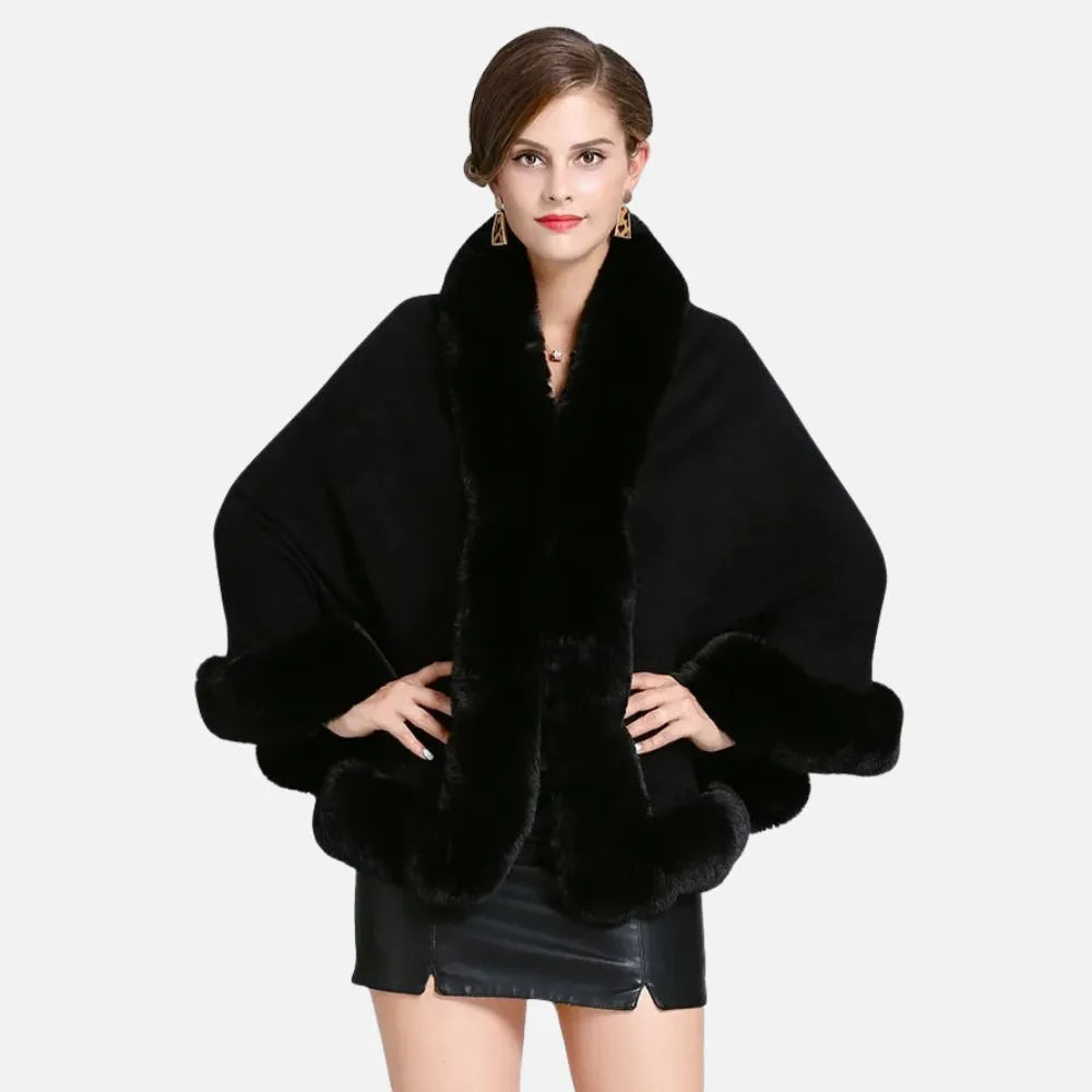 Poncho noir élégant et chaud pour l'hiver-Poncho Passion