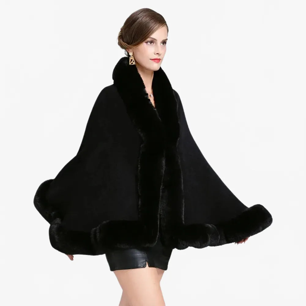Poncho noir élégant et chaud pour l'hiver-Poncho Passion