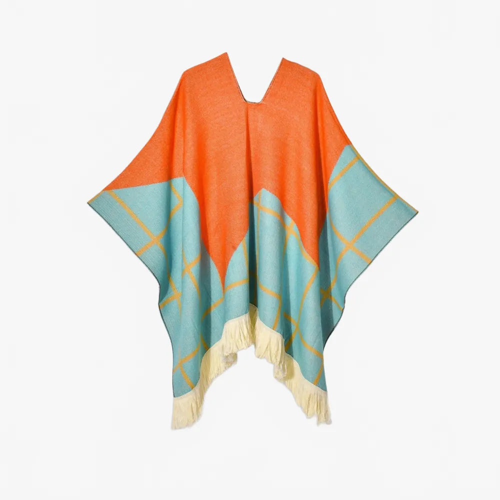 Poncho péruvien à carreaux tendance et chaleureux-Poncho Passion