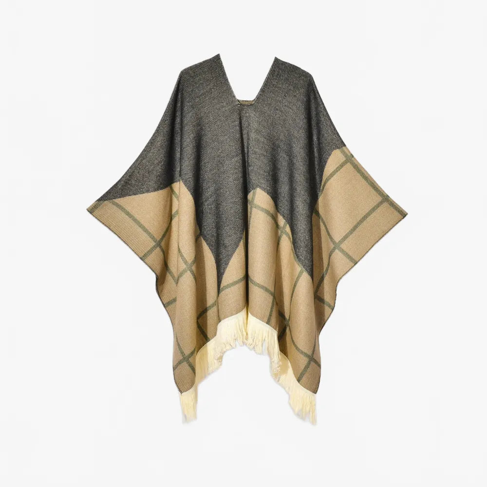 Poncho péruvien à carreaux tendance et chaleureux-Poncho Passion
