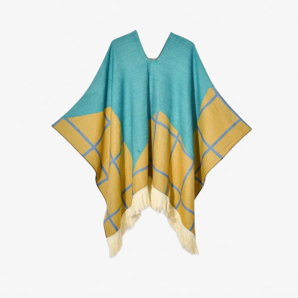 Poncho péruvien à carreaux tendance et chaleureux-Poncho Passion