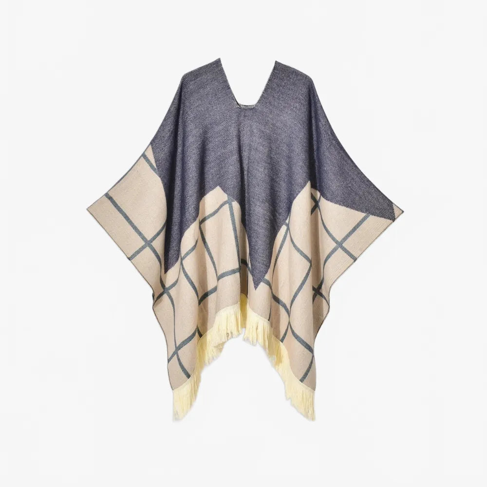 Poncho péruvien à carreaux tendance et chaleureux-Poncho Passion
