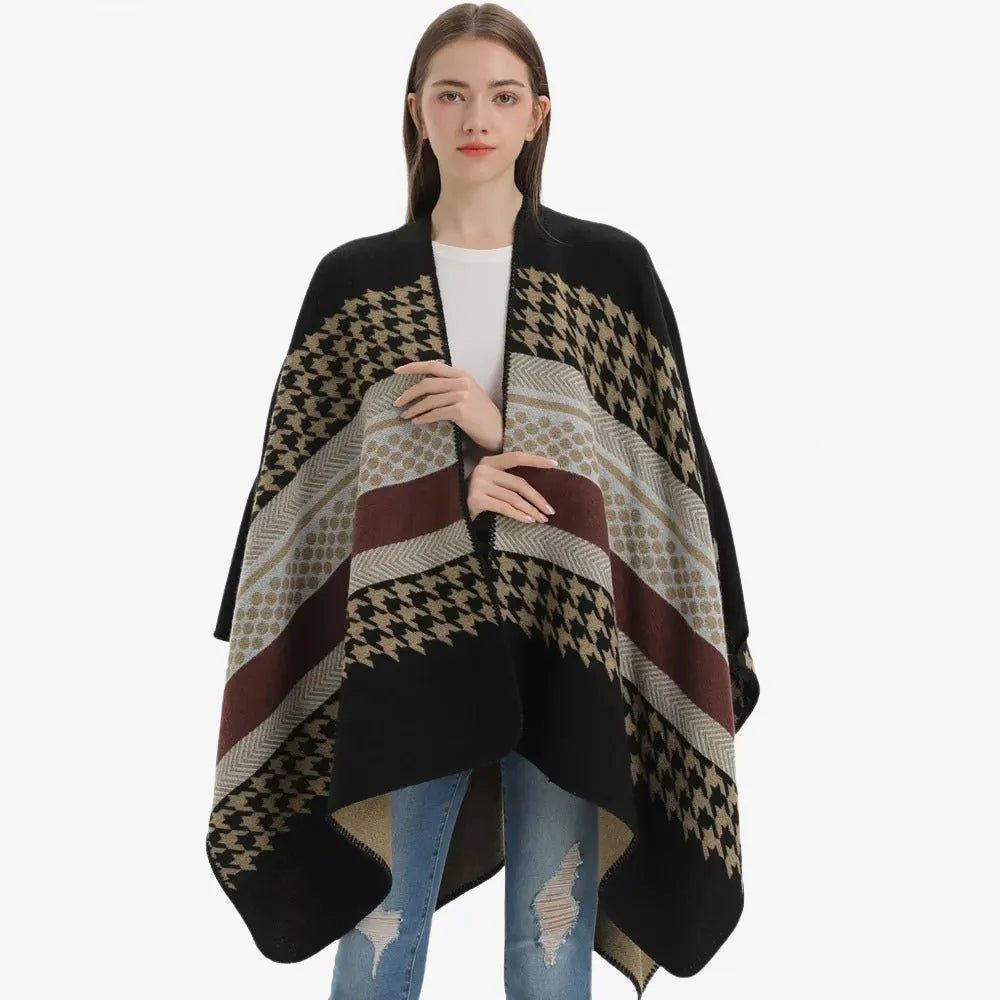 Poncho péruvien tendance pour femme avec motifs élégants-Poncho Passion