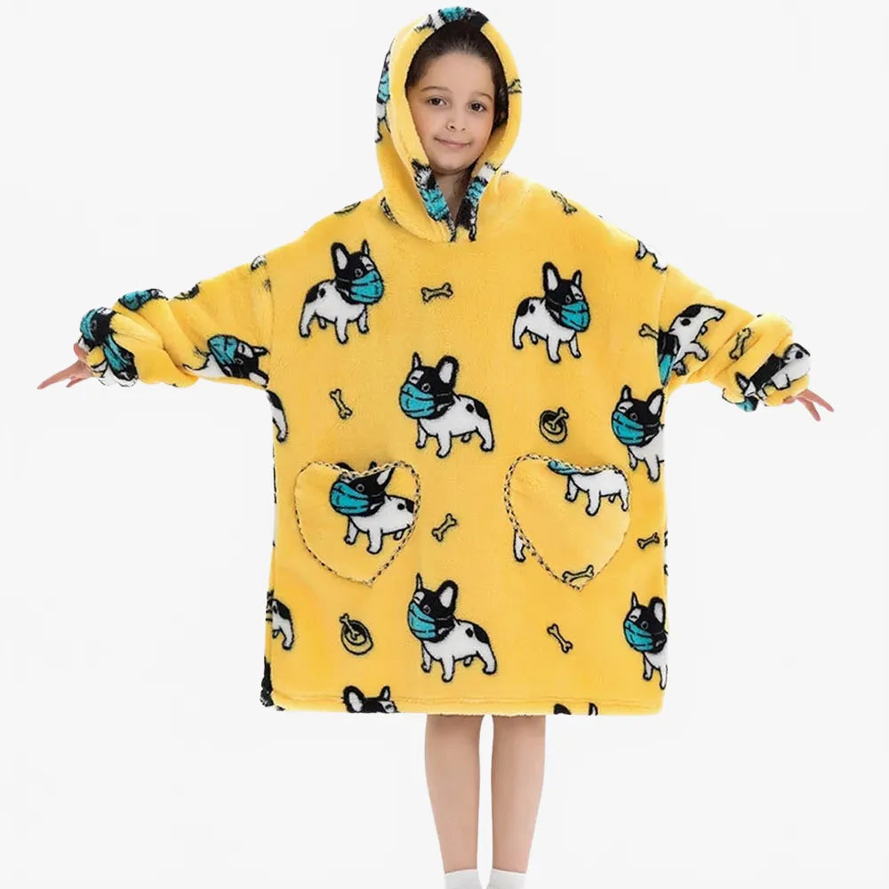 Poncho plaid bouledogue confortable pour chien-Poncho Passion