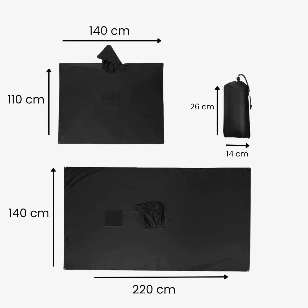 Poncho randonnée noir imperméable unisexe outdoor-Poncho Passion