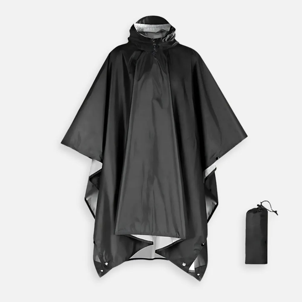 Poncho randonnée noir imperméable unisexe outdoor-Poncho Passion