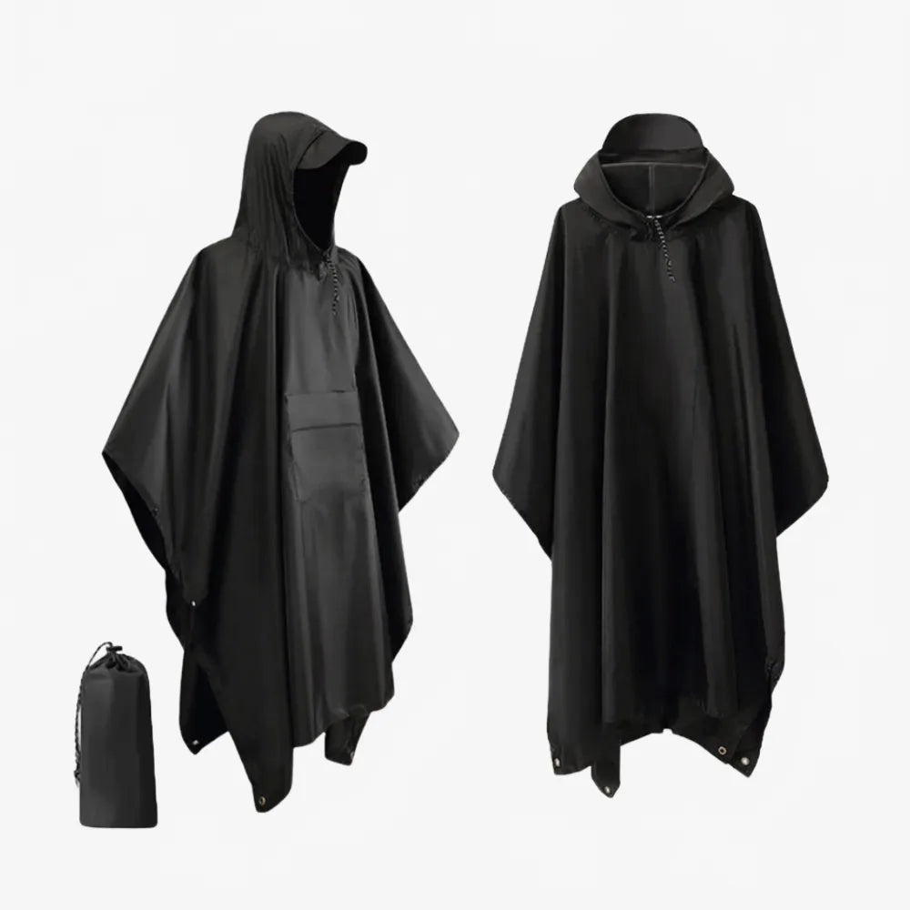 Poncho randonnée noir imperméable unisexe outdoor-Poncho Passion