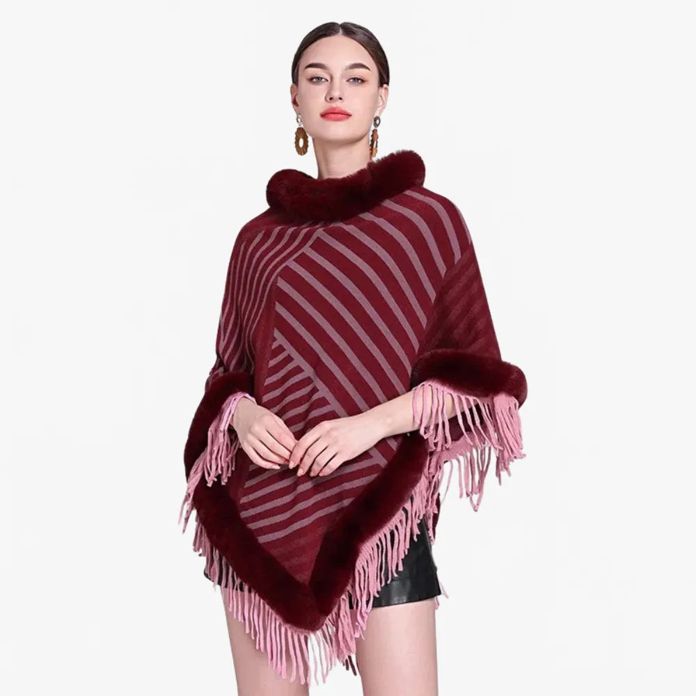Poncho rayé élégant et chaud pour toutes saisons-Poncho Passion