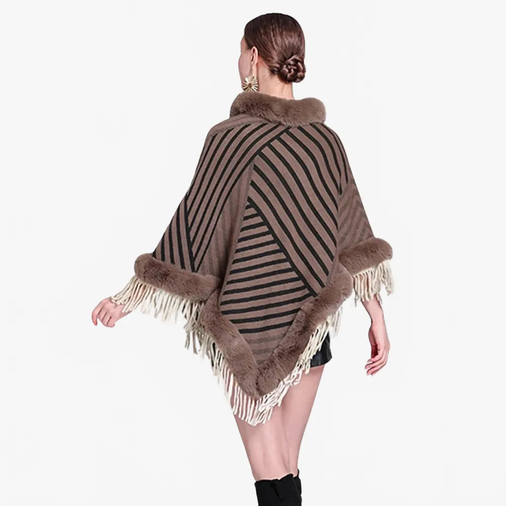 Poncho rayé élégant et chaud pour toutes saisons-Poncho Passion