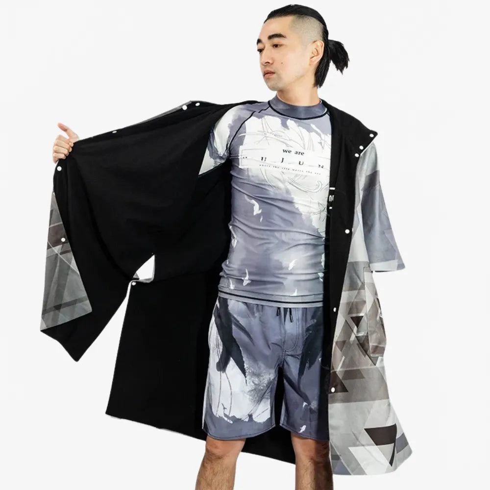 Poncho surf d'hiver chaud pour passionnés de glisse-Poncho Passion