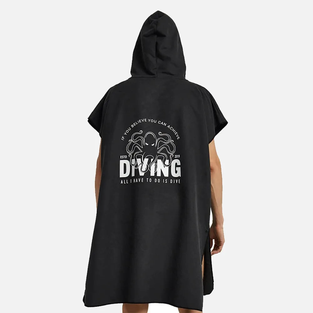 Poncho surf élégant noir pour passionnés de glisse-Poncho Passion