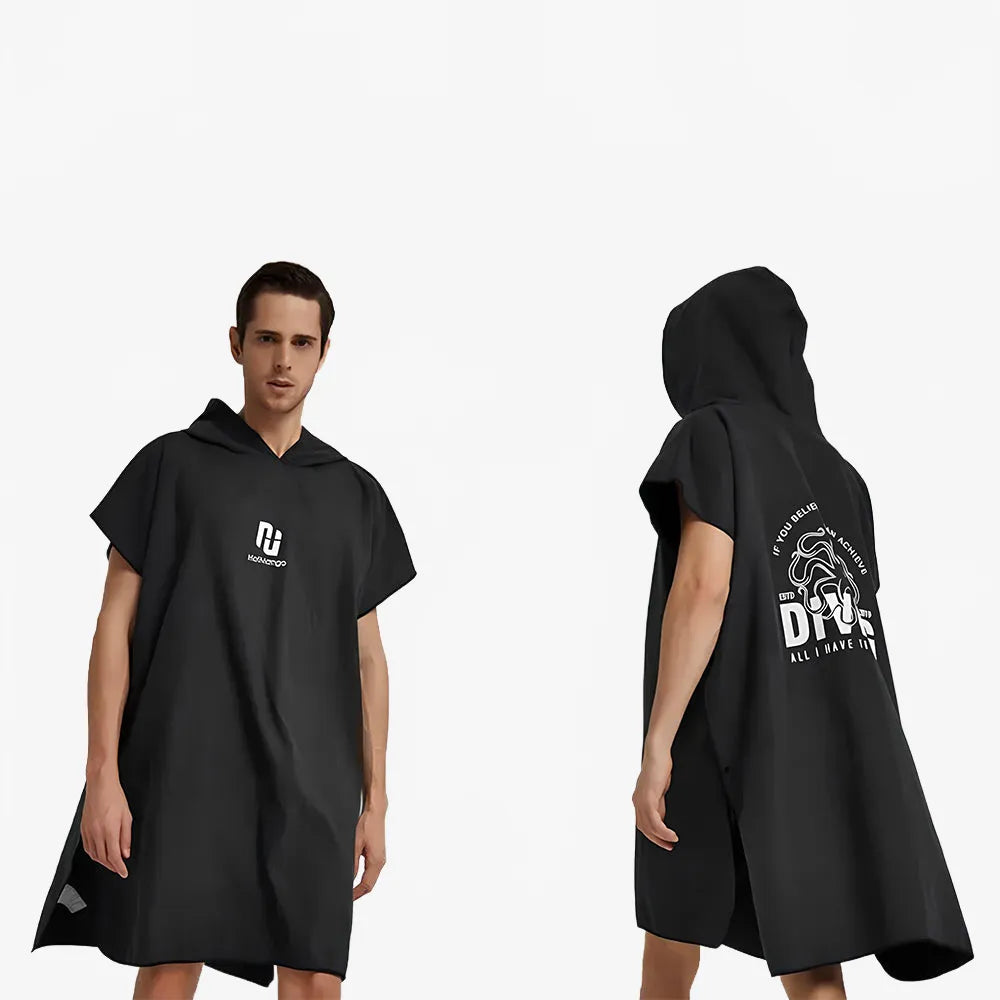Poncho surf élégant noir pour passionnés de glisse-Poncho Passion