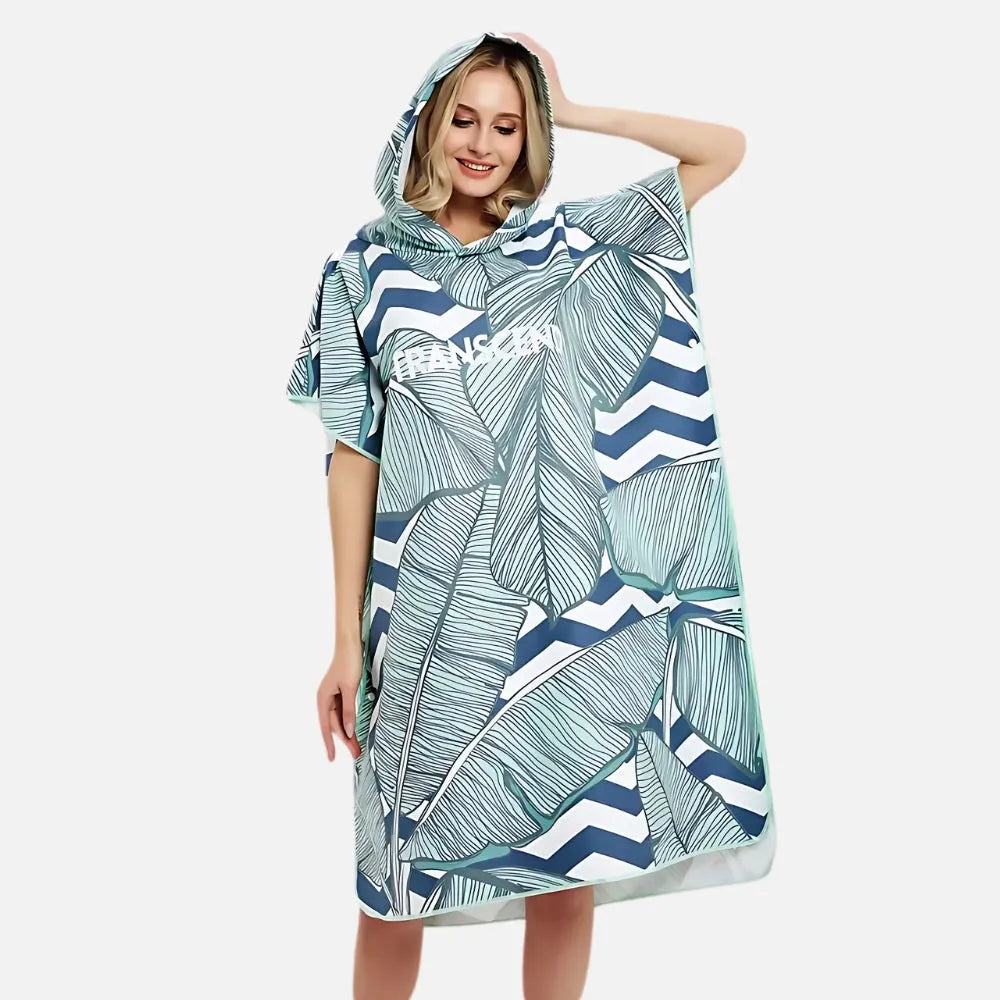 Poncho surf motif feuilles plage unisexe tendance-Poncho Passion