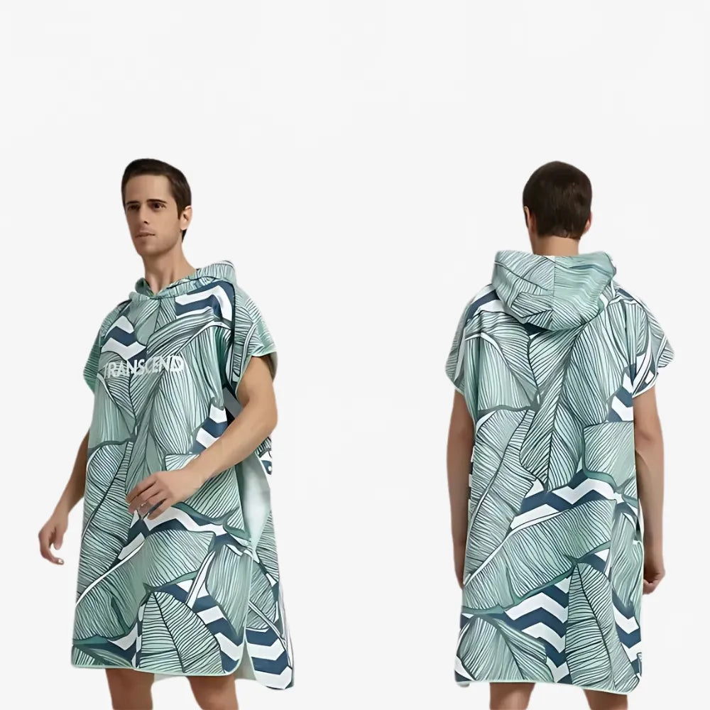 Poncho surf motif feuilles plage unisexe tendance-Poncho Passion